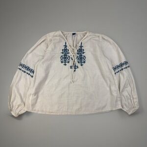 Boho Embroidered Cotton Peasant Top Old Navy Small